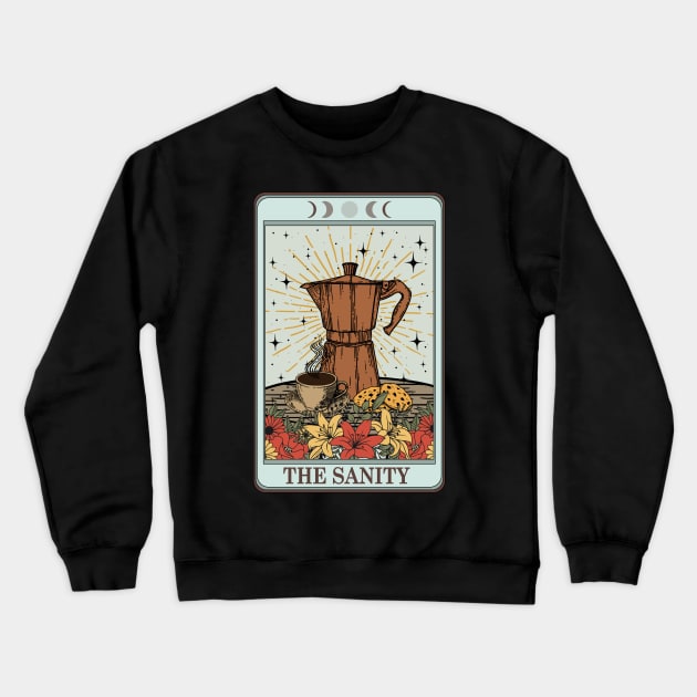 funny food tarot card with coffee Crewneck Sweatshirt by ThirdEyeDesign